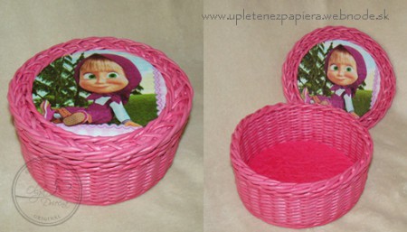 košík okrúhly s vrchnákom ružový Máša